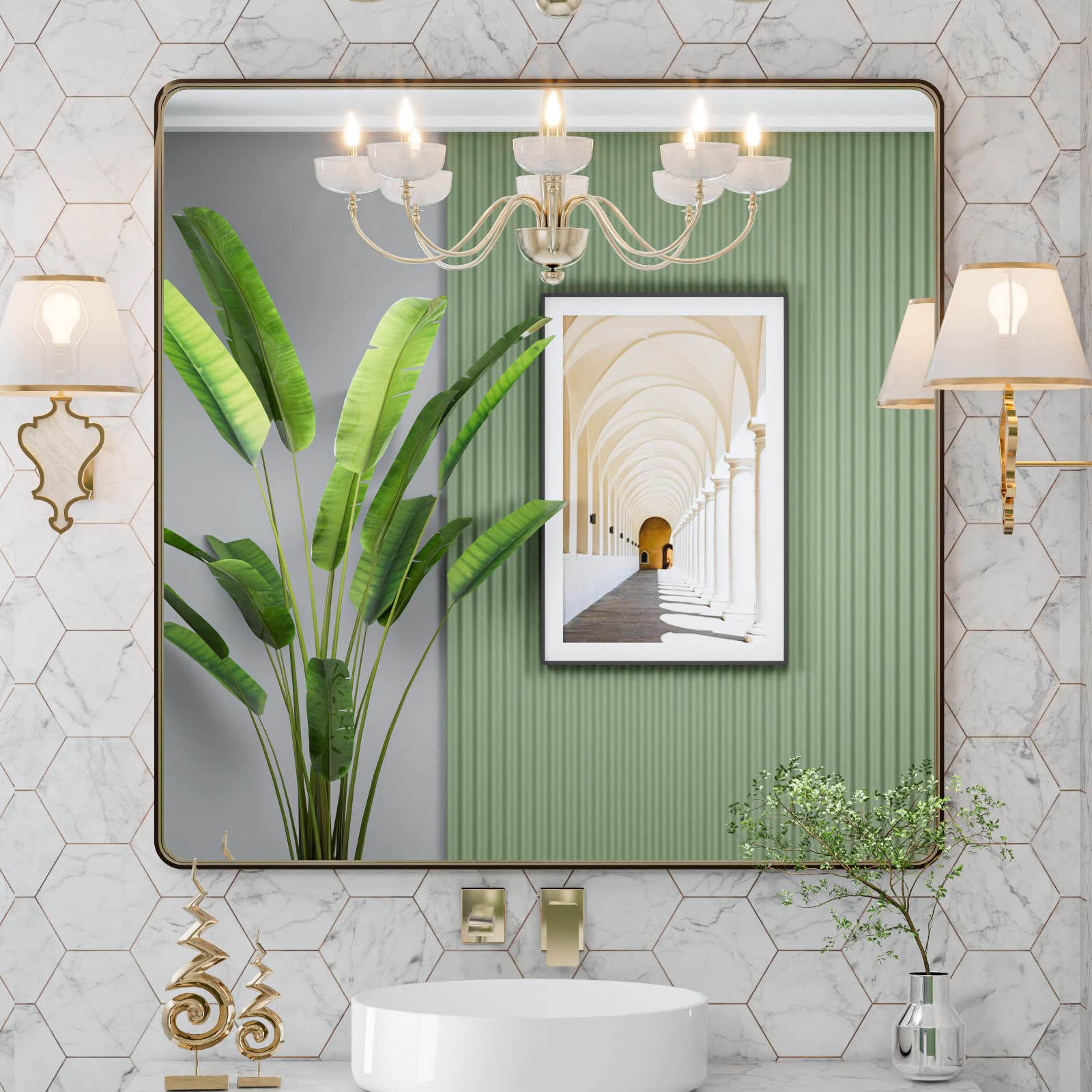 LOAAO 36”X36” Bronze Bathroom Mirrors for