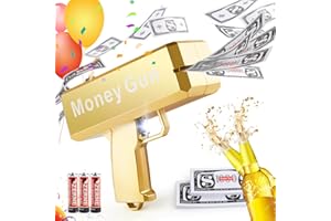 WNSULL Gold Money Gun with 200 PCS Prop Money, Dollar Gun Shooter for Movies That Look Real,Cash Cannon Fake Money Gun Toy Make it Rain Dollar Bills for Party Birthday Wedding Boys Girls