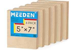 MEEDEN Unfinished Wood Canvas Board: 3/4” Deep 5x7” Wooden Canvas Panel Pack of 6 - Blank Cradled Wood Art Board for Painting