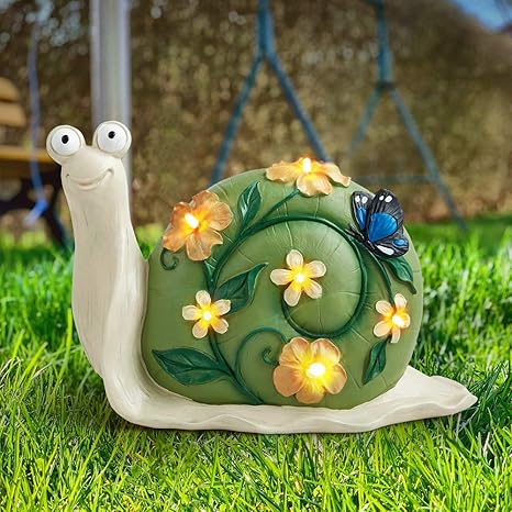 Solar Snail Lights Solar Garden Statue Lights Outdoor Snail
