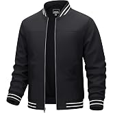 TACVASEN Mens Jacket Bomber Lightweight Windproof Coat for Daily Wear | Men jacket, windproof water-resistant fabric, suitable for spring summer and fall, casual commuting wear, travel and hiking.