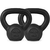 Yes4All Cast Iron Kettlebell, 5-80 Lb Solid One-Piece Design | Comfortable 1&ndash;2 Hand Grip for Swings, Squats, Deadlifts &amp; Snatches, Stable Flat Base for Upright Storage &amp; Floor Exercises
