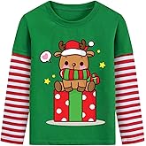 Kids Ugly Christmas Shirt Boys Girls Reindeer T-Shirts Stripe Long Sleeve Santa Claus Tees Tops Xmas Clothes 2-7 Years