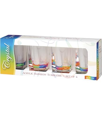 Amazon.com | Merritt International Acrylic Drinkware Gift Sets Rainbow  Diamond Tumbler 14-Ounce: Tumblers & Water Glasses