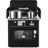 Camping Oven 3 in 1 Stove Oven Combo, Outdoor Camp Oven with 2 Burner Cooking, Piezo Ignition and Temperature Control, Compact RV for Camping and Tailgating