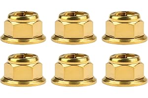 Wanyifa Titanium Flanged Metal Lock Nut M6 M8 M10 M12 for Motorcycle Cars Pack of 6 (M8 Pitch 1.25mm, Gold)