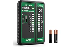 TESMEN TLP-123A Network Cable Tester for RJ11 RJ45, Ethernet Wire Tool for CAT5/CAT5E/CAT6/CAT6A/CAT7/UTP&STP, LAN & TEL Cont