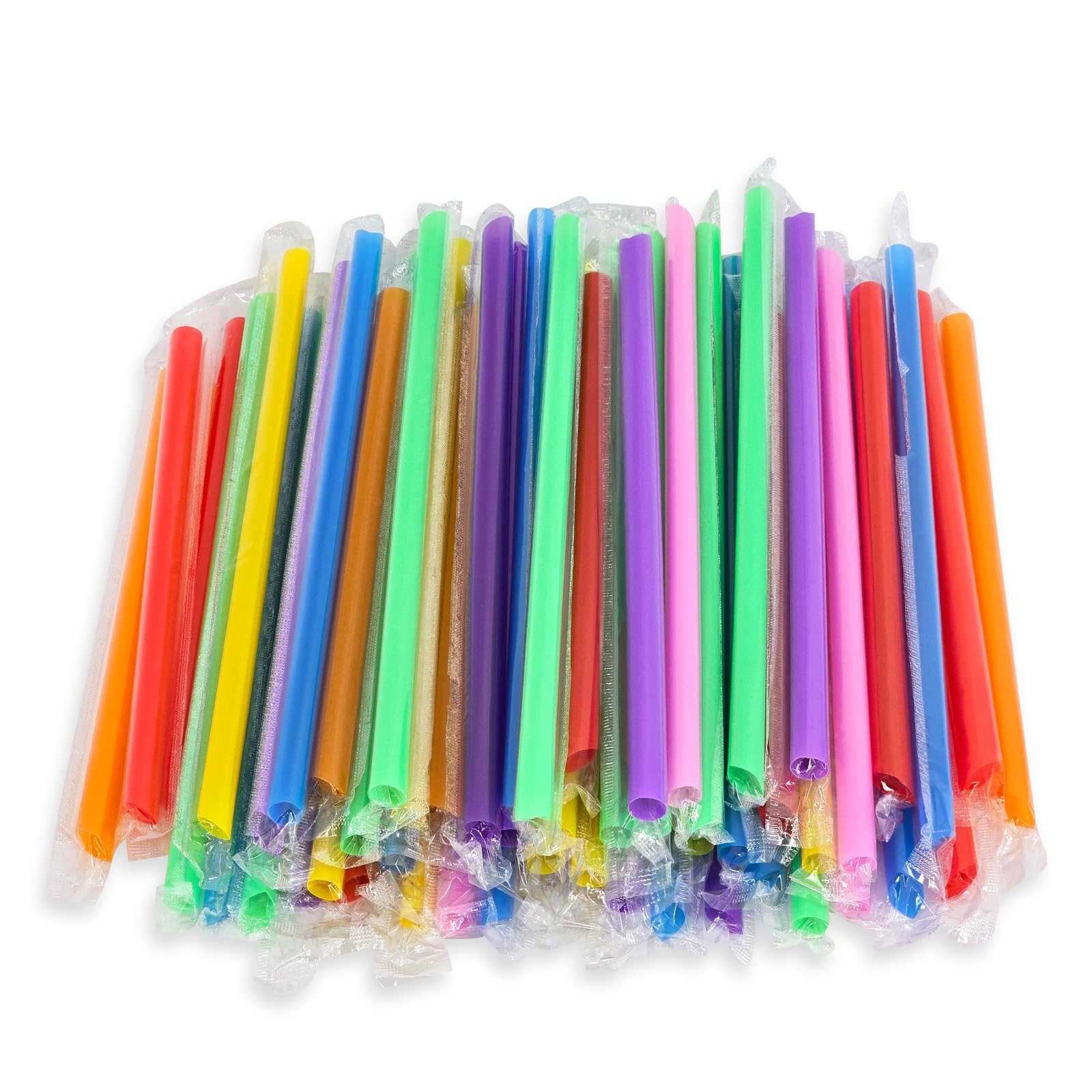 Photo 1 of 700 Pcs Multi Colors Jumbo Smoothie Straw Disposable Milkshake Straws Jumbo, Bubble Tea Straws For Cakes, Disposable Smoothie Straw Individually Wrapped (0.43" Wide X 9.84" Long)