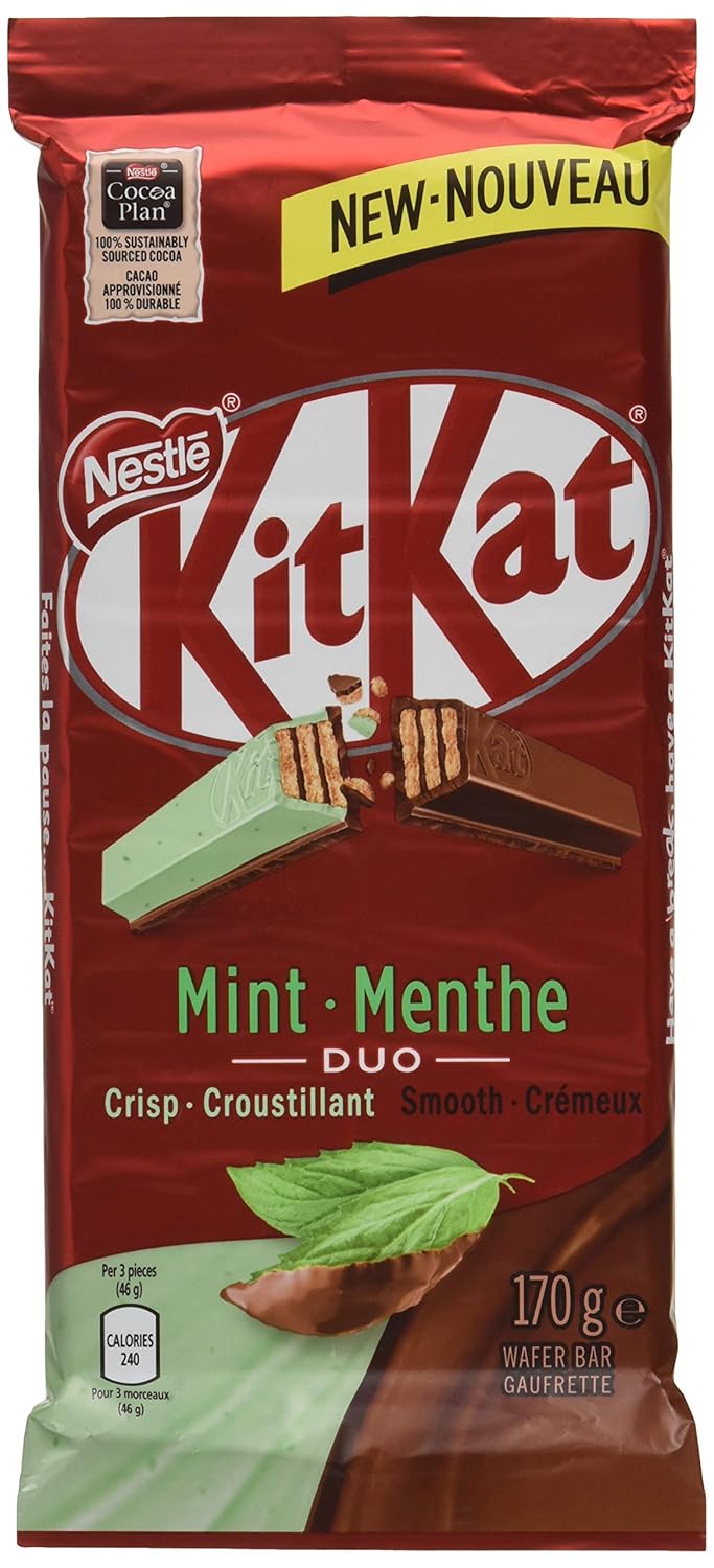 Nestle Kit Kat Mint Duo Chocolatey Wafer Bar, 170g/6 oz
