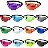 14 Pieces Fanny Pack Bulk 80s 90s Waist Bag for Women Adjustable Belt Exercise Waist Bag Running Pack 2 Zippers for Women Men Travel Running Phone Sports