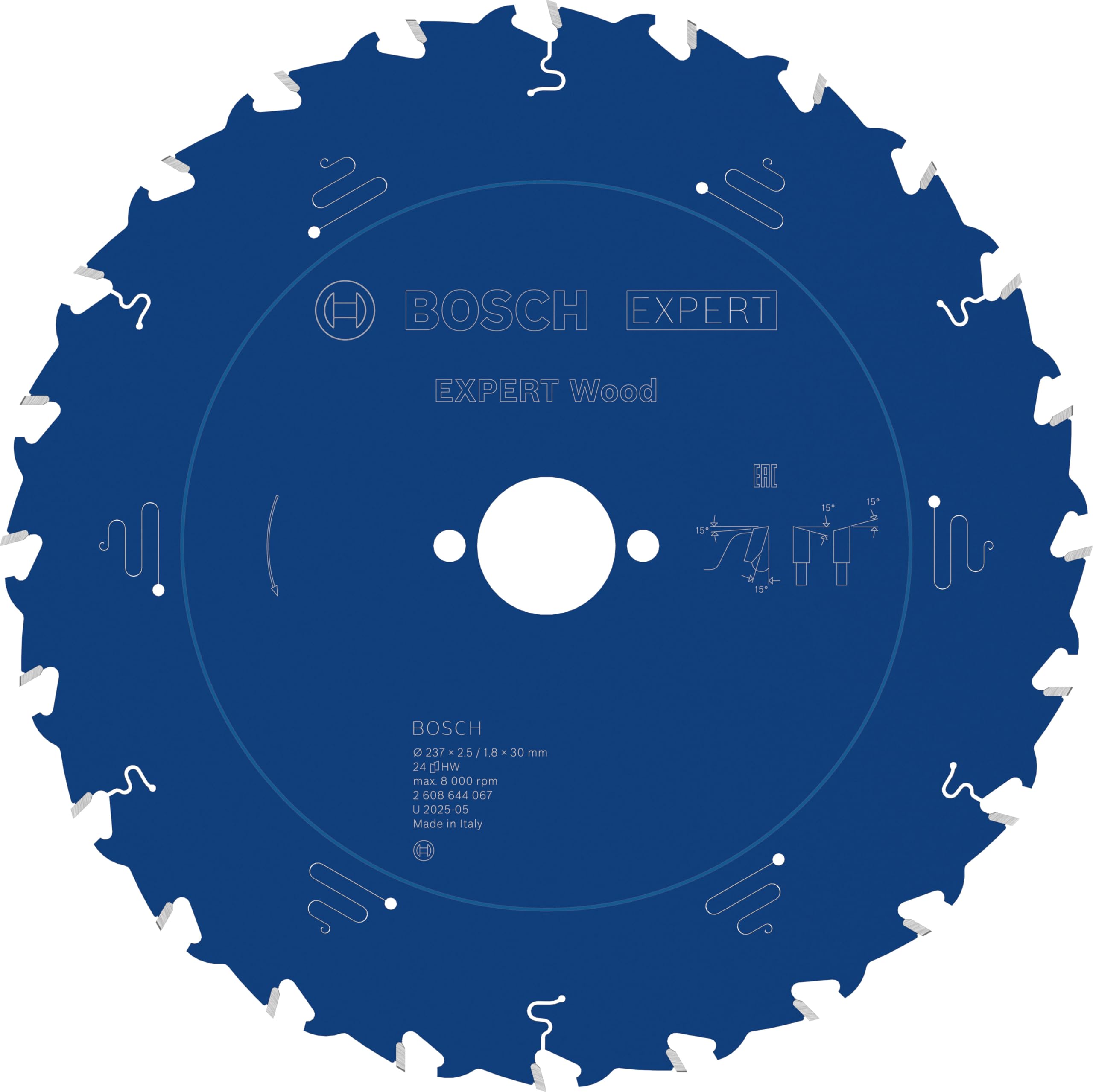 Bosch Accessories 2608644067 EXWOH 24 Tooth Top Precision Circular Saw Blade, 0 V, Blue