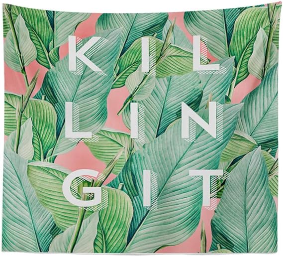 RTEAQ Tapiz Hojas Verdes Impreso Tapiz para Colgar en la Pared Bohemia