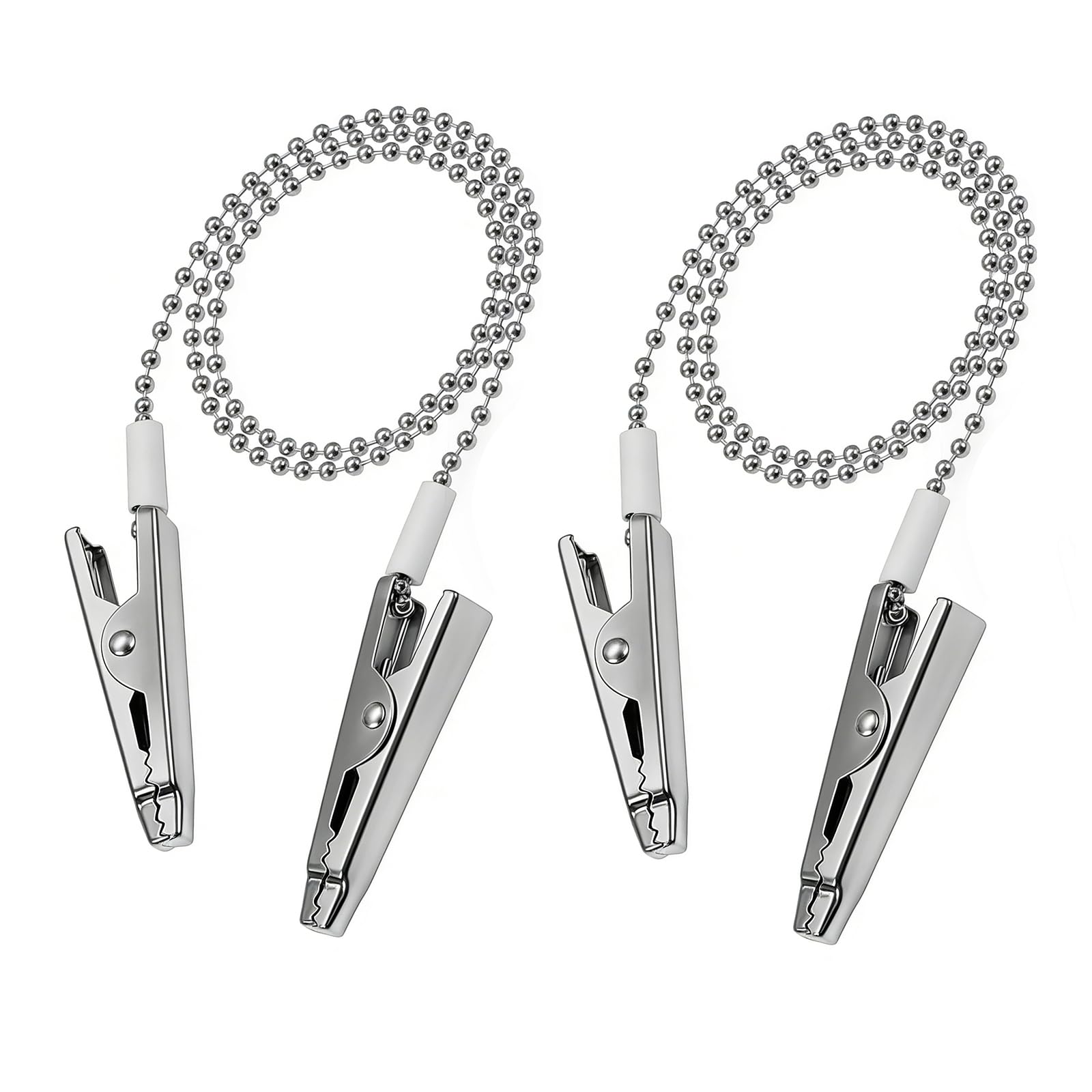 VASANA Pack of 2 Metal Ball Chain Napkin Fixing Clip Dental Bib Clasp Holder Lanyard Elderly Adult Bib Clip Neck Strap Length 12- Keep Your Napkin Securely Placed While Dining