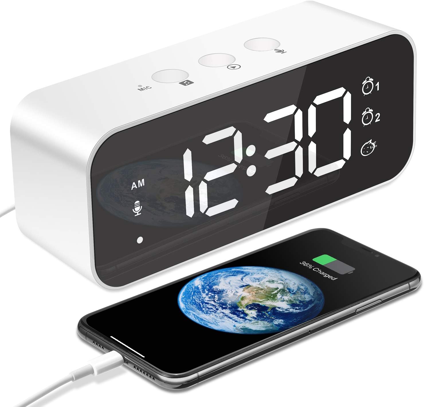 MOSUO Réveil Numérique, Horloge Digitale Réveil Matin Miroir LED Grand Ecran Aver Snooze/ 2 MOSUO Réveil Numérique, Horloge Digitale Réveil Matin Miroir LED Grand Ecran Aver Snooze/ 2