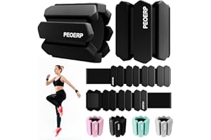 PEOERP Ankle Weights for Women Men, Adjustable Wrist Weighted Bracelet for Home Gym Workout, Walking, Running, Travel, Pilate, Yoga, Exercise,Barre,Strength Training. Set of 2 (1Lb Each)