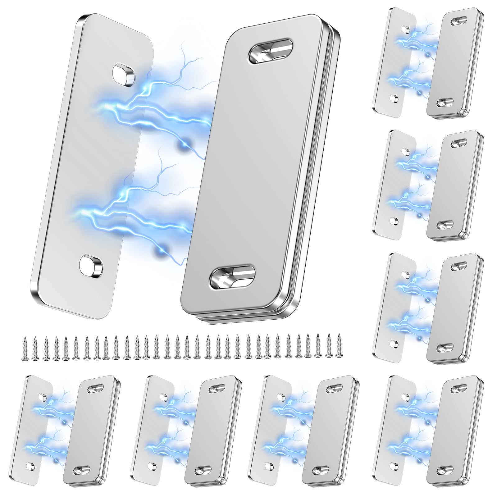 Dolenor Ultra Thin Cabinet Door Magnets Catch,Magnetic Door Catch,Cabinet Latch Magnetic Closures for Kitchen Closet and Cupboard Wardrobe (8, White)
