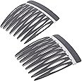 Camila Paris CP3350 French Hair Side Comb Handmade Small Gray White French Twist Hair Combs Decorative, Strong Hold Hair Clips for Women Bun Chignon Up-Do Styling Girls Hair Accessories Made in France