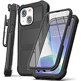 Encased Belt Case Designed for iPhone 13 Mini Case with Built-in Screen Protector and Holster Clip Phone Holder (Falcon Black) (iPhone 13 Mini)