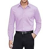 J.VER Men's Dress Shirts Stretch Stain Shield Long Sleeve Solid Formal Shirt Business Casual Button Down Shirts