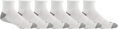 Men's 1/2 Cushion Quarter Arch Support Poly Blend Sock, 6 Pair