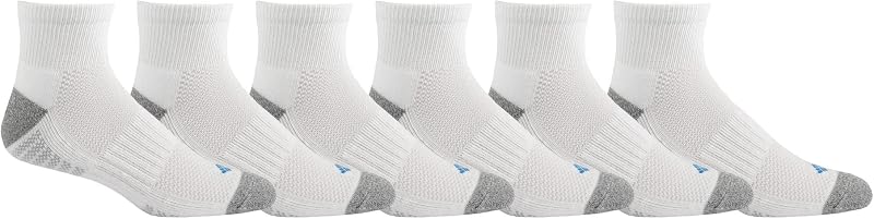 Men's 1/2 Cushion Quarter Arch Support Poly Blend Sock, 6 Pair