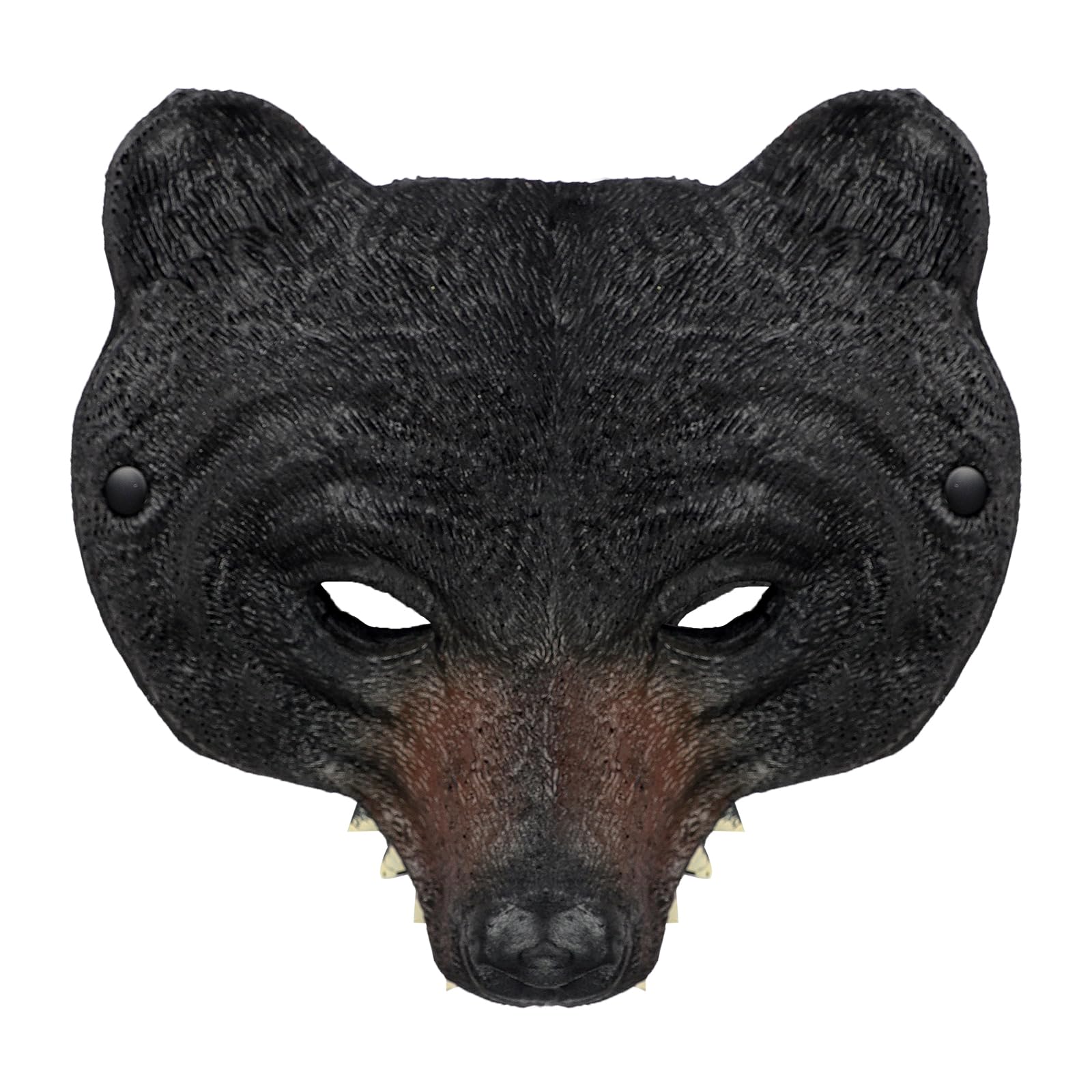 Moonlove Halloween Realistic Bear Face Mask Animal Half Headwear Cosplay Stereoscopic PU Soft Brown Bear Mask Party Props Festival Theme Gathering Costumes Wide Strap Dress Up for Adults Unisex