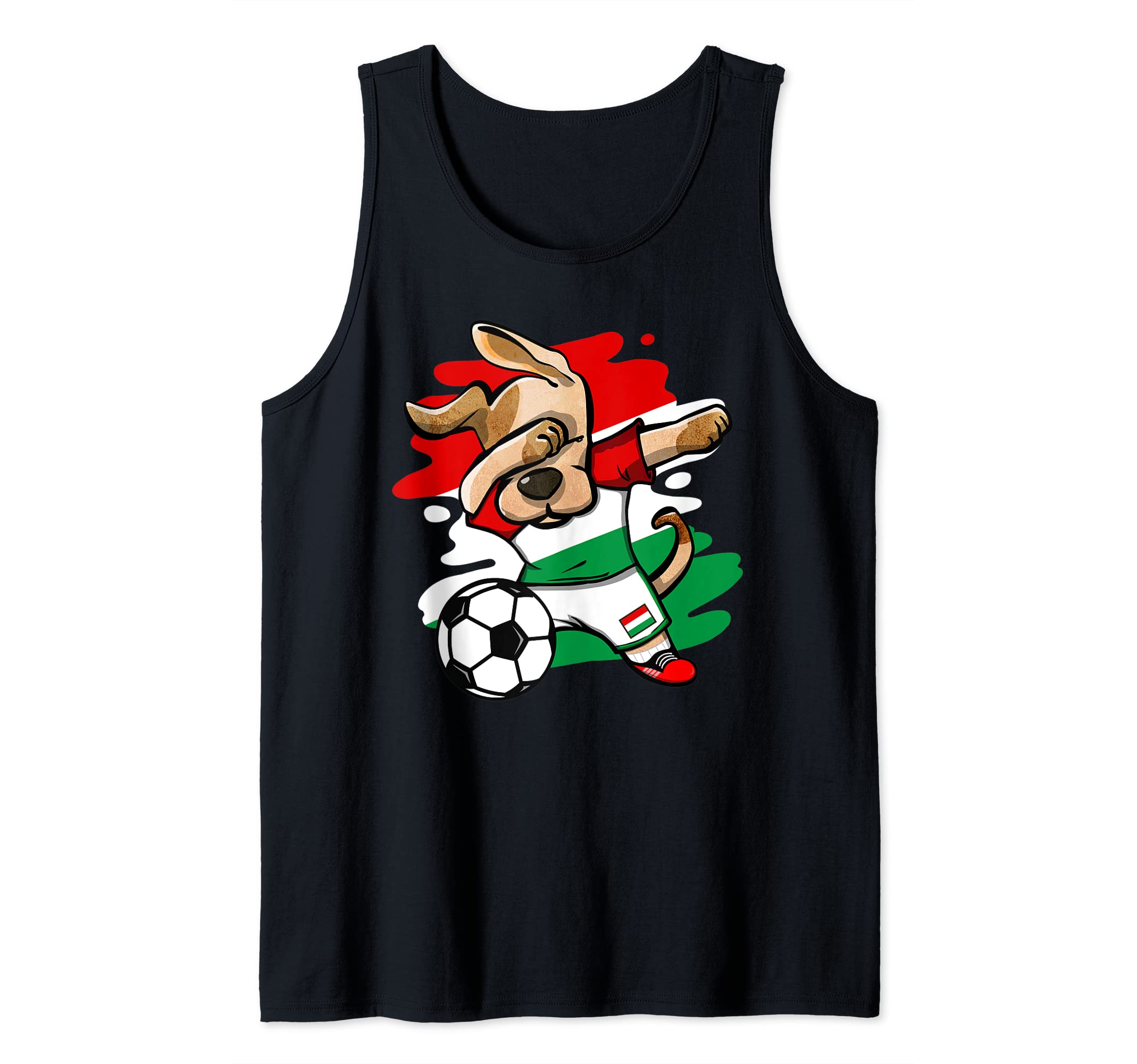 Dabbing Dog Hungary Soccer Fans Hungarian Flag Football Art Tank Top