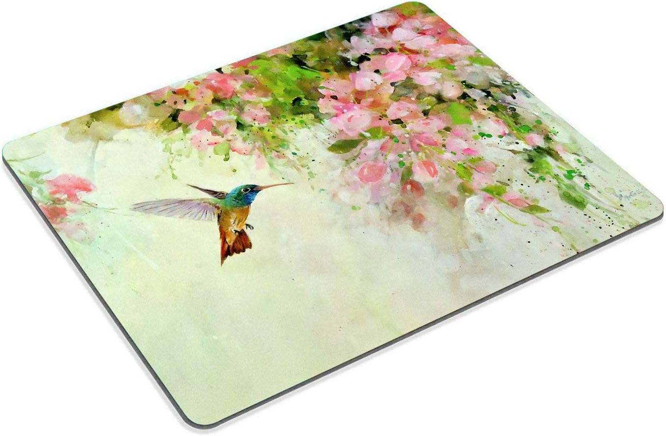Wasach Gaming Mouse Pad Custom Design Mat, Lovely Hummingbird and Pink Flowers Oil Painting Art,9.5 X 7.9 Inch (240mmX200mmX3mm) - Image 5