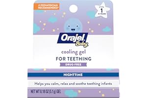 Orajel Baby Nighttime Cooling Gel for Teething, Drug-Free, #1 Pediatrician Recommended Brand for Teething*, One .18oz Tube