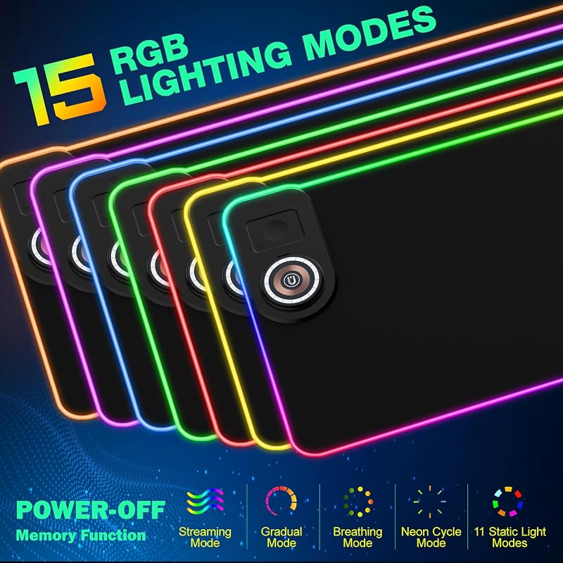 15W RGB Gaming Mauspad mit klappbarer Magnet-Ladestation, 800x350mm