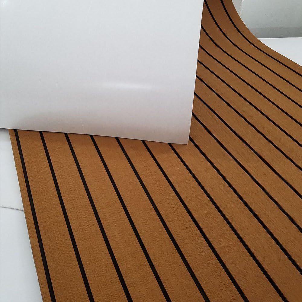 yuanjiasheng Synthetic Teak Boat Decking Sheet EVA Foam Boat Flooring Water Proof 94.5x35.4 inches Light Brown Marine Yacht Cabin Deck Maintenance Mat - Image 4