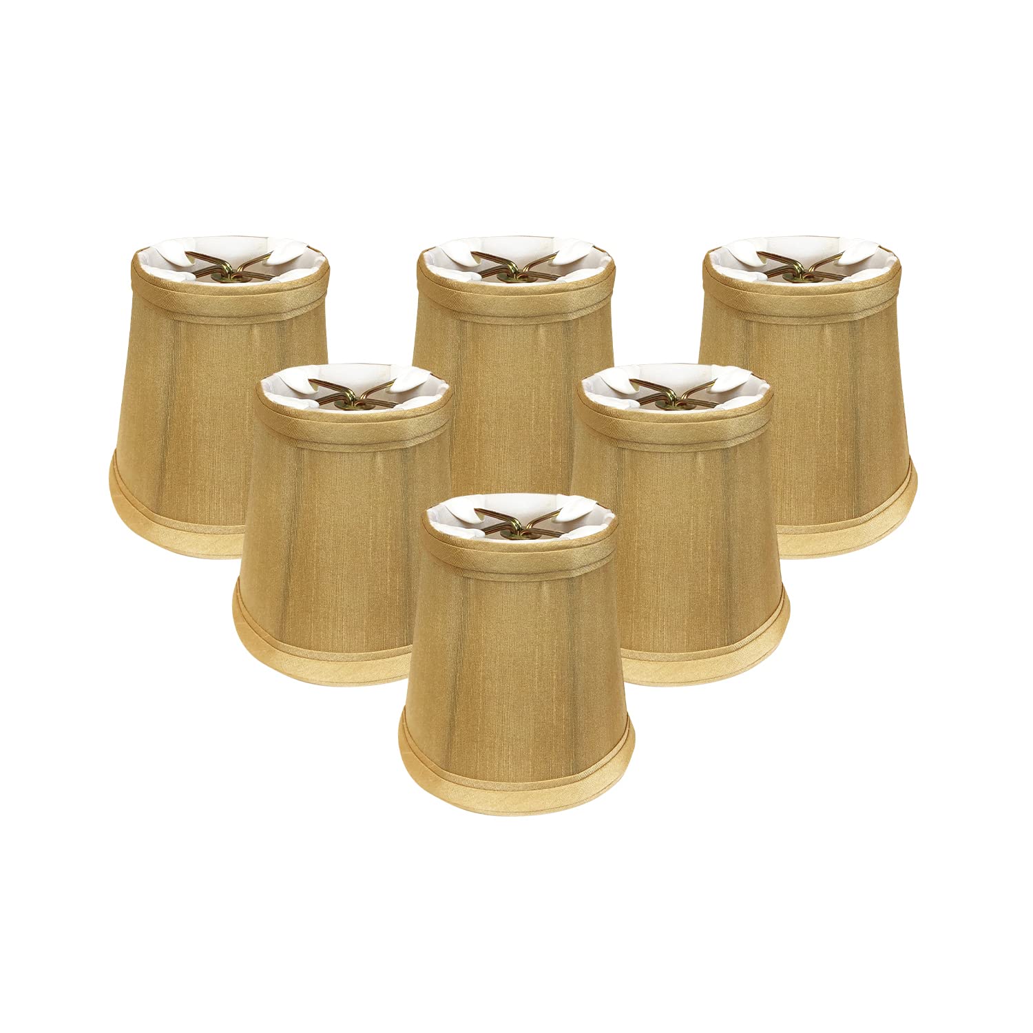 Royal Designs CS-102AGL-6 Clip On Empire Chandelier Lamp Shade, 3" x 4.25" x 4.25", Antique Gold, Set of 6