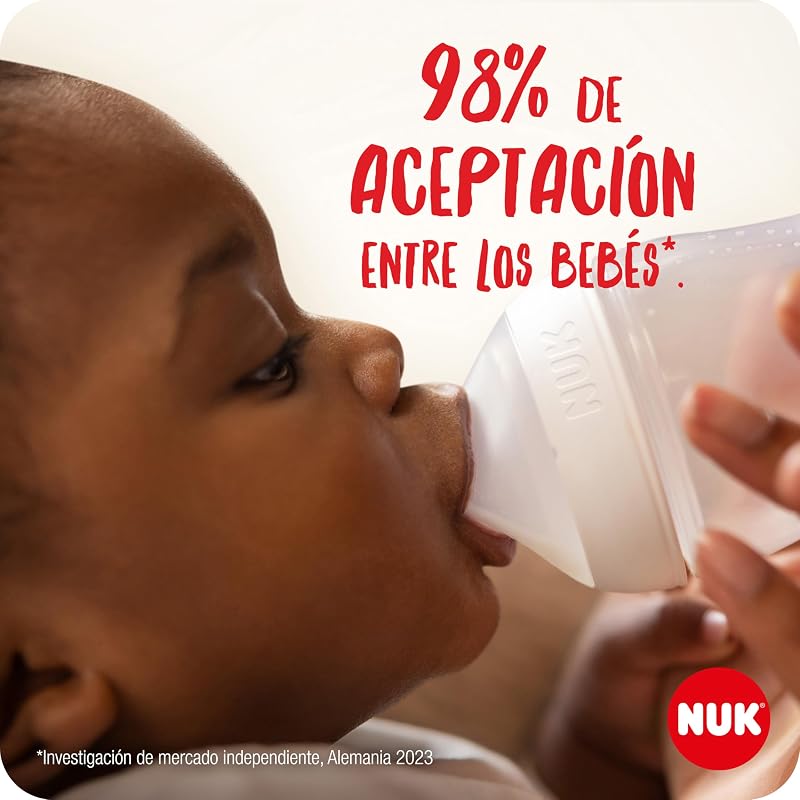 Conjunto de mamadeira nuk perfect match | +0-6 meses | adapta-se ao paladar do bebé | 3 mamadeiras anticólicas e chupeta space | bpa grátis | disneymickey mouse | 4 pcs.