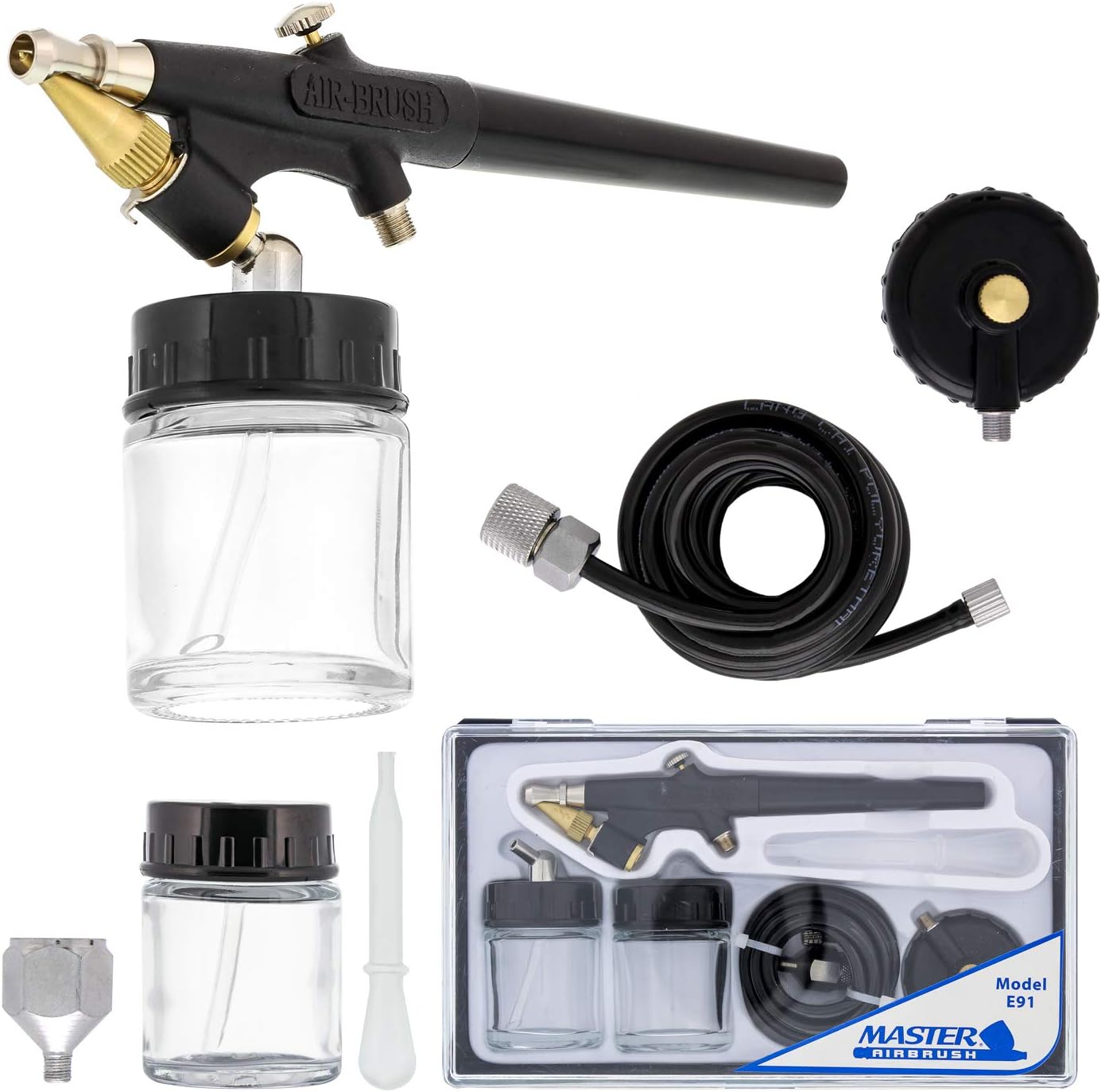 Master Single Action Airbrush External Mix w/Bottles & Hose