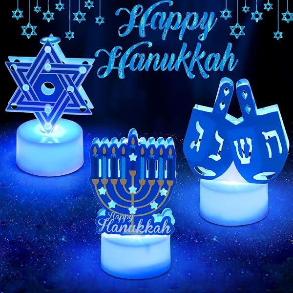 Decoración De Hanukkah - 9 Centros De Mesa De Panal, Azul Y Amarillo, 17x15 Cm