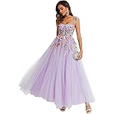 JIANRUIY A-line Evening Dress with 3D Colorful Flowers, Lace Embroidered Formal Party Dress for Homecoming