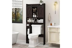 Bonvache Over The Toilet Storage Cabinet, Farmhouse Design Above Toilet Storage Cabinet with Sliding Doors，Bathroom Space Sav
