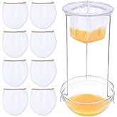 Jelly Strainer Stand with 8 Pcs Reusable Staining Bags, Stainless Steel Strainer Stand with Replacement Strainer Bags for Str