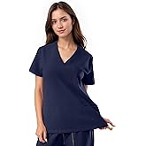 SUNME Scrub Tops for Women with 4-Pocket, Soft Stretchy, V-Neck Women's Medical Scrub Top,Breathable & Moisture-Wicking