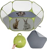 Pawaboo Small Animals Playpen with Pad Waterproof Portable Cage Tent Green Grey