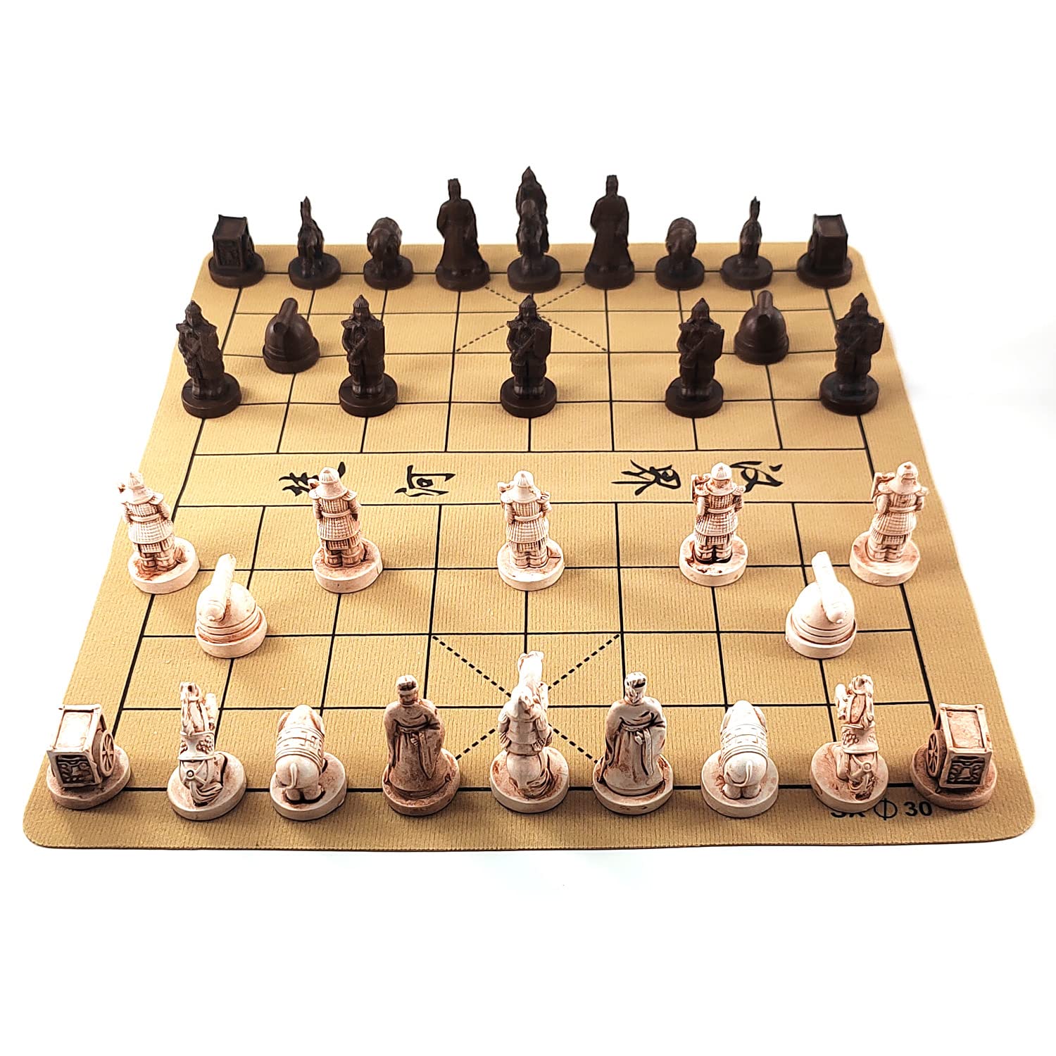 Photo 1 of Traditional Chinese Xiangqi Portable Chess Set,Travel Board Game Set with Resin Chess Pieces and Leather Chessboard