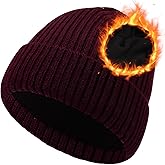Oversize M/L/XL/XXL Merino Wool Beanie Hat for Men & Women - Fleece Lined Large Winter Hat Ski Skull Cap for Big Heads