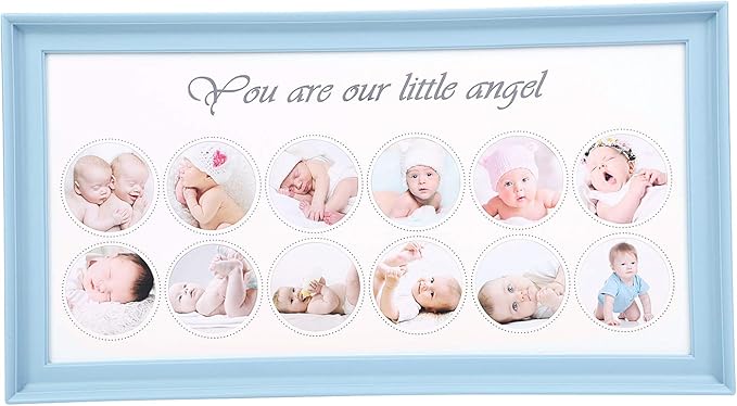 Ma Premier Annee Cadre Photo Bebe Photo Cadre Souvenir Moderne Plastique Frame Album Debout Suspendu Avec 12 Photos Cadeau De Nouveau Ne Bapteme Shower Anniversaire Noel Pour Enfant Fille Garcon Bebe Puericulture