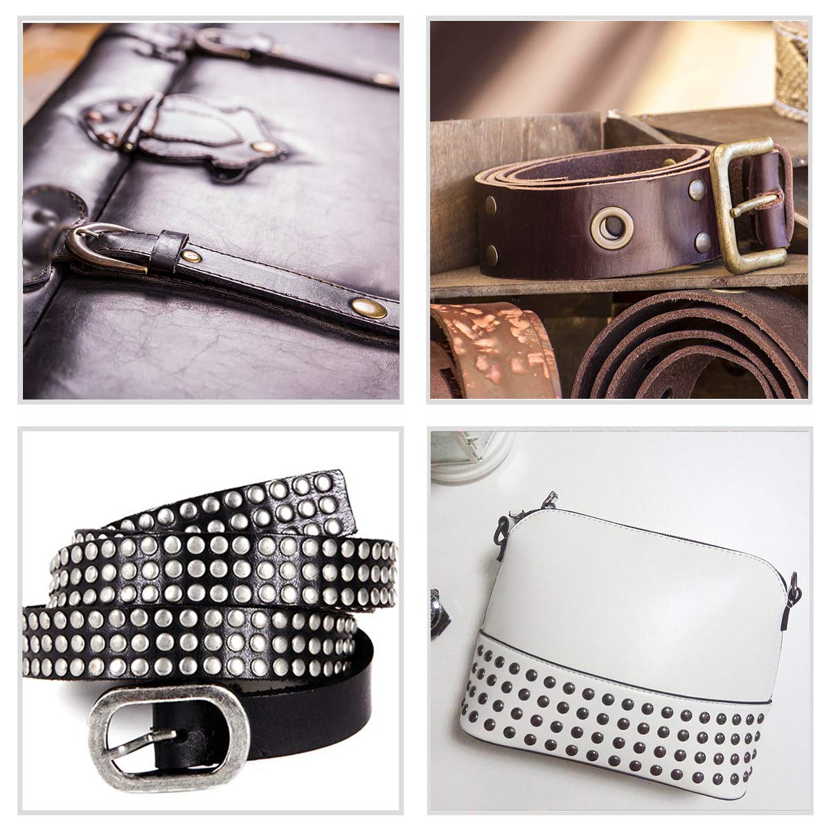 EuTengHao 484Pcs Leather Rivets Double Cap Rivet Tubular Metal Studs 3 Sizes with Punch Pliers and 3Pcs Setting Tool Kit for Leather Craft Repairs Decoration (Gold,Silver,Bronze,Gunmetal, 4 Colors)