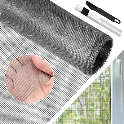 BUZIFU Window Screen Mesh 90x500cm Fiberglass Insect Net Grey