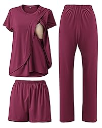 Rnxrbb 3 Piece Postpartum Nursing Pajamas Set