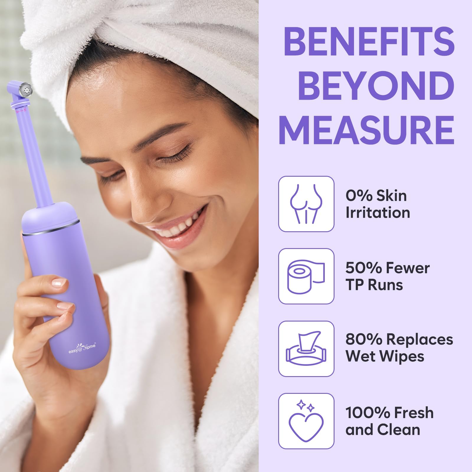 Easy@Home Portable Peri Bottle for Postpartum & Perineal Care: Handheld Bidet Perfect for Personal Hygiene Cleaning & Travel Friendly | 380ml Leakproof & Convenient Design | BPA-Free | EPB-01 Purple