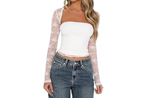 JOKELAMB Women Lace Bolero Shrug See Through Floral Cardigan Sheer Mesh Cropped Y2K Going Out Tops