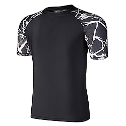 Mens Rash Guard Swim Shirts Short Sleeve UV Sun