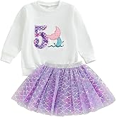 Toddler Baby Girl Mermaid Birthday Outfit 1st/2nd/3rd/4th/5th/6th Sweatshirt Tutu Skirts Kids Cake Smash Outfit